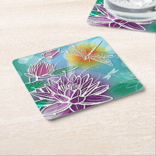 Dessous De Verre Carré Jolie dragon Voler Jolies Couleurs Été Moderne Flo