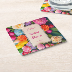 Dessous De Verre Carré Jolies roses encadrées florales tulipes hydrangea 
