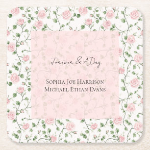 Dessous De Verre Carré Jolies Roses Roses Romantiques Fleurs Mariage