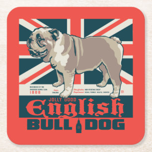 Dessous De Verre Carré Jolly Good English Bulldog