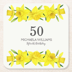 Dessous De Verre Carré Jonquille jaune 50e anniversaire