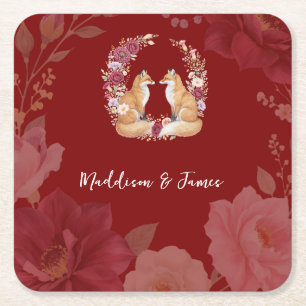 Dessous De Verre Carré Jouer Renard d'automne Mariage