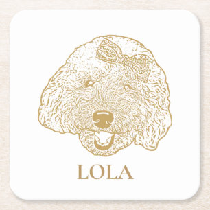 Dessous De Verre Carré Jouet Poodle Chien personnalisées Dessin à la main