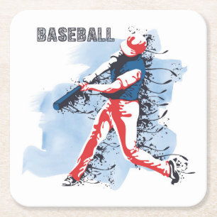 Dessous De Verre Carré Joueur de baseball très Cool et coloré Swing