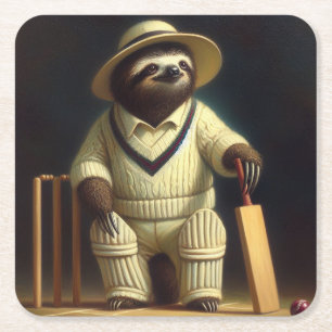 Dessous De Verre Carré Joueur de cricket Sloth