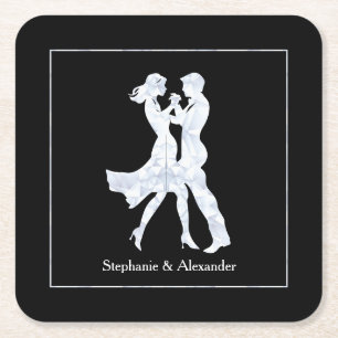 Dessous De Verre Carré Jour d'anniversaire conjoint Adultes Golden Dance