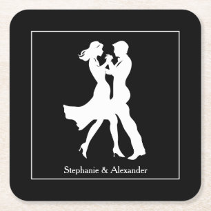 Dessous De Verre Carré Jour d'anniversaire conjoint Adultes Golden Dance