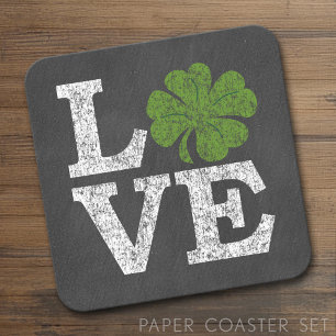 Dessous De Verre Carré Jour de la Saint Patrick LOVE avec shamrock