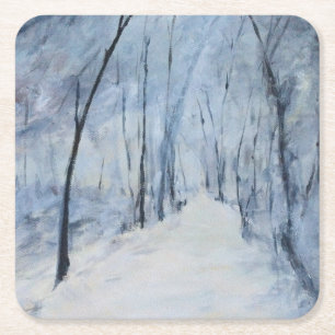 Dessous De Verre Carré Jour des hivers des arbres neigeux