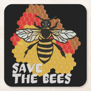 Dessous De Verre Carré Jour des terres, Sauvez Les Abeilles