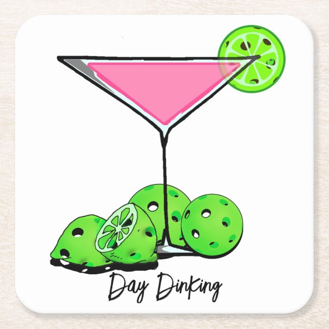 Dessous De Verre Carré Jour Diner Cocktail Cosmo Rose, Pickleball Limes (Devant)