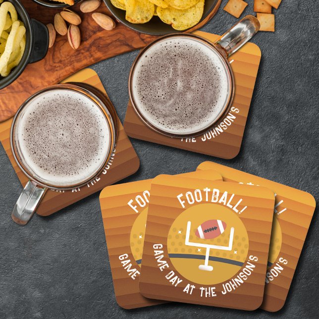 Dessous De Verre Carré Jour du match droit de football (Football Upright Game Day Square Paper Coasters)