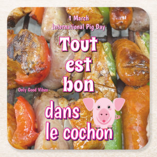 Dessous De Verre Carré Journée internationale du porc