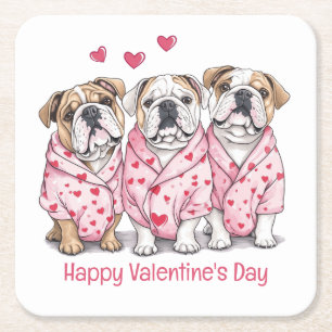 Dessous De Verre Carré Joyeuse Saint-Valentin Bouledogue Anglais