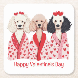 Dessous De Verre Carré Joyeuse Saint-Valentin Chiens Caniches Standards