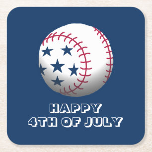 Dessous De Verre Carré Joyeux 4 juillet Baseball