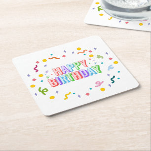 Dessous De Verre Carré Joyeux Anniversaire