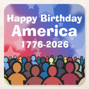 Dessous De Verre Carré Joyeux anniversaire Amérique 1776 à 2026
