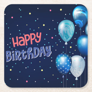Dessous De Verre Carré Joyeux anniversaire avec ballons