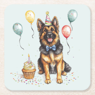 Dessous De Verre Carré Joyeux Anniversaire Berger Allemand