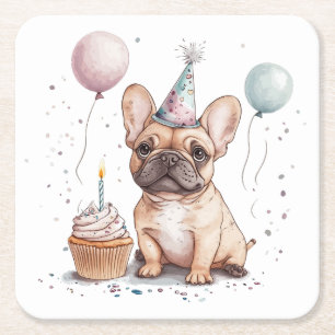 Dessous De Verre Carré Joyeux Anniversaire Bouledogue Français