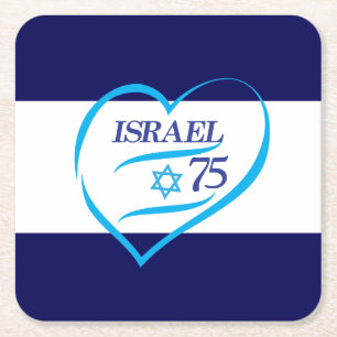 Dessous De Verre Carré Joyeux anniversaire de l'indépendance d'Israël 75