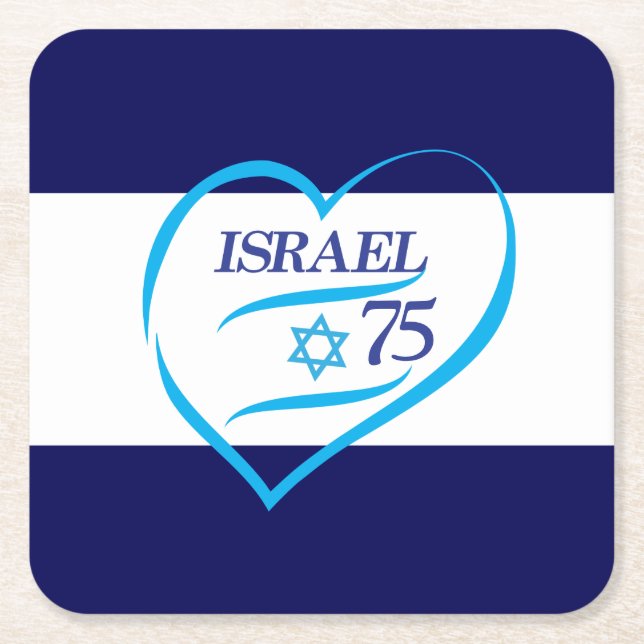 Dessous De Verre Carré Joyeux anniversaire de l'indépendance d'Israël 75 (Devant)
