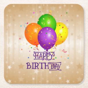 Dessous De Verre Carré Joyeux anniversaire...Fêtons ça !