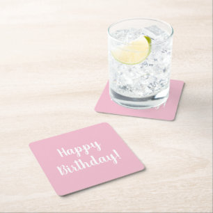 Dessous De Verre Carré Joyeux Anniversaire Pastel rose fête d'anniversair