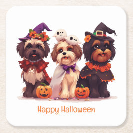 Dessous De Verre Carré Joyeux Chih Tzu Chih Dogs d'Halloween
