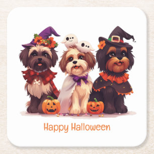 Dessous De Verre Carré Joyeux Chih Tzu Chih Dogs d'Halloween