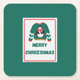 Dessous De Verre Carré Joyeux Chreeshmas Penguin