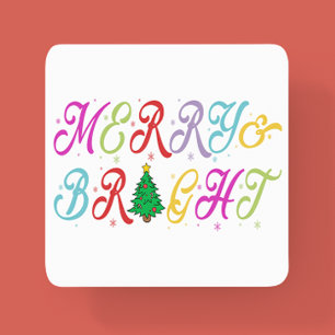 Dessous De Verre Carré Joyeux et brillant Colorful Arbre de Noël Festif
