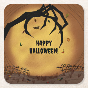Dessous De Verre Carré Joyeux Halloween Main Effrayante