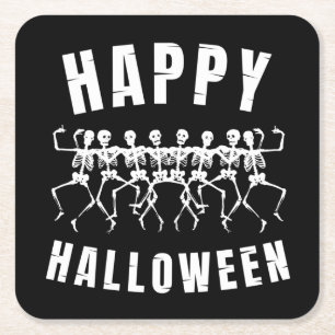 DESSOUS DE VERRE CARRÉ JOYEUX HALLOWEEN SQUELETTES DANSEURS