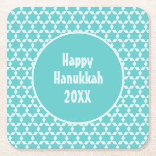Dessous De Verre Carré Joyeux Hanoukka Star Tiles Turquoise