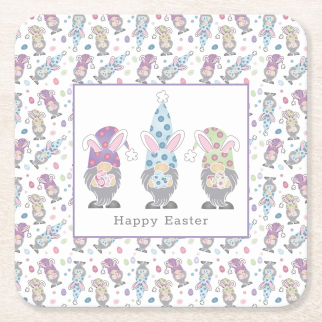 Dessous De Verre Carré Joyeux lapin de Pâques (Devant)