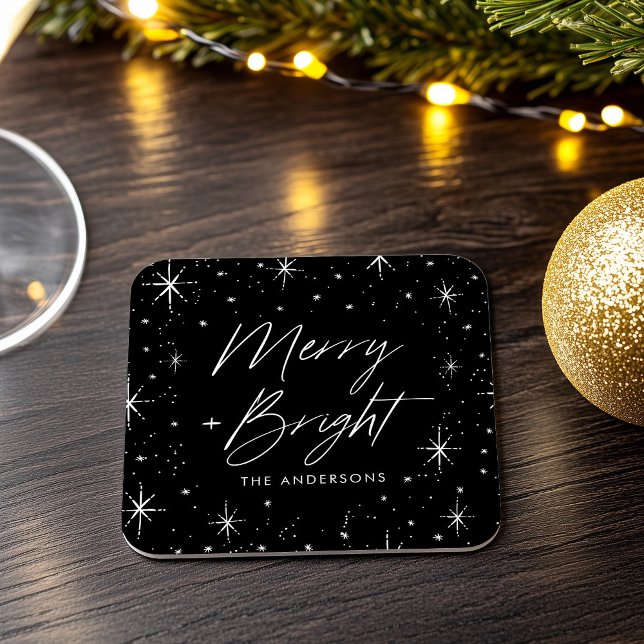 Dessous De Verre Carré Joyeux moderne et Script lumineux Black Holiday (Créateur téléchargé)