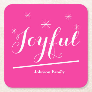 Dessous De Verre Carré Joyeux Moderne Nom Personnalisé Cute Chic Rose