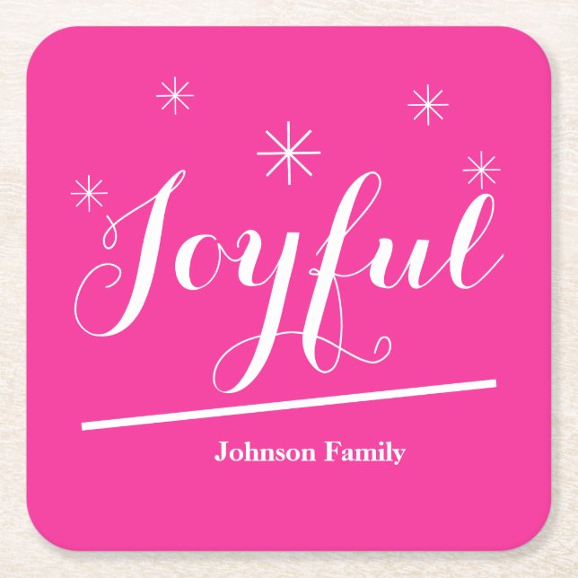 Dessous De Verre Carré Joyeux Moderne Nom Personnalisé Cute Chic Rose (Devant)