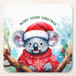 Dessous De Verre Carré Joyeux Noël australien Koala