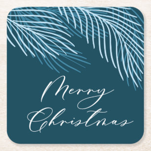 Dessous De Verre Carré Joyeux Noël bleu moderne