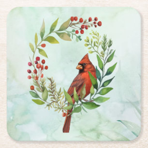 Dessous De Verre Carré Joyeux Noël Cardinal Classique 