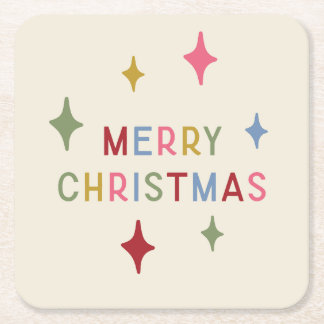 Dessous De Verre Carré Joyeux Noël Coloré Typographie