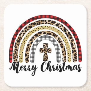 Dessous De Verre Carré Joyeux Noël Empreinte de léopard Cross
