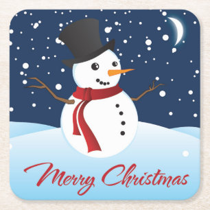 Dessous De Verre Carré Joyeux Noël mignon homme neige