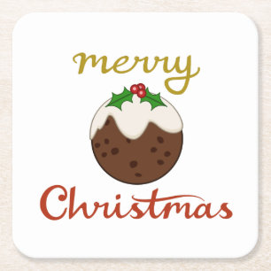 Dessous De Verre Carré Joyeux Noël+Pudding Design