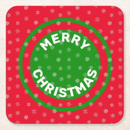 Dessous De Verre Carré Joyeux Noël Red Green & Snowflakes