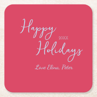Dessous De Verre Carré Joyeux NOËL ROSE BLEU PASTEL MODERNE