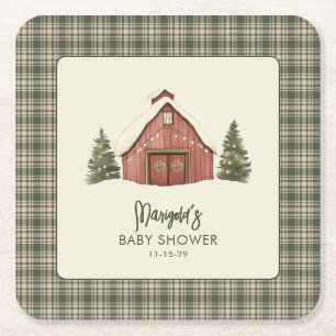 Dessous De Verre Carré Joyeux petit Noël Rustique Baby Shower